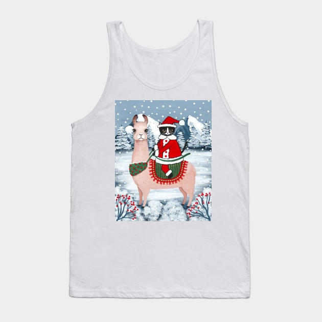 Santa Claws on a Llama Full Tank Top by KilkennyCat Art